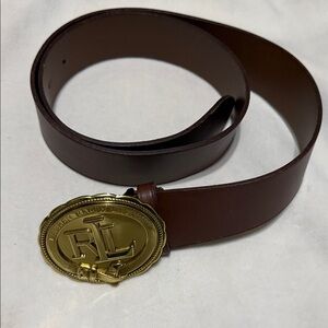 Lauren Ralph Lauren Brown Belt with Gold Emblem